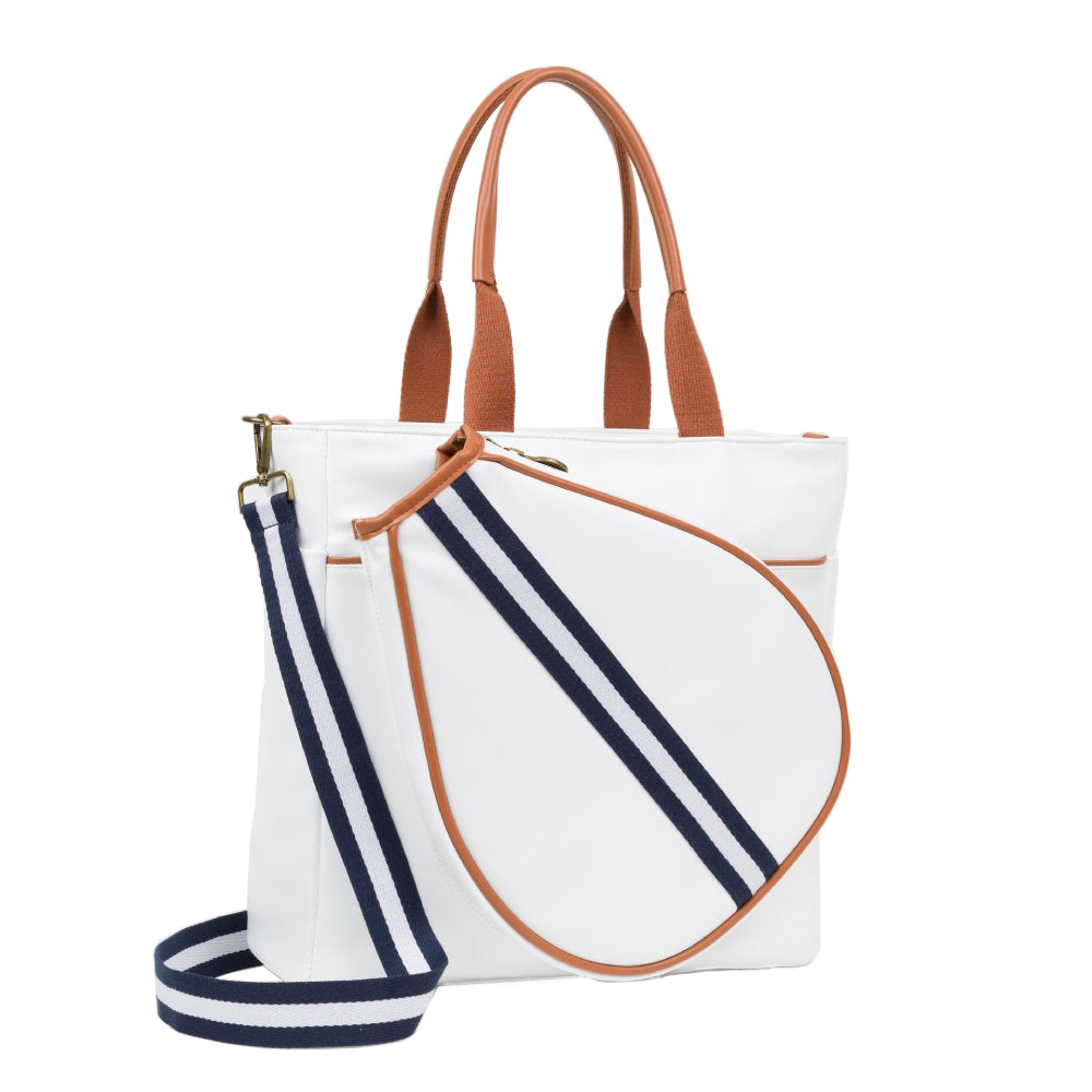 BOLSO DE PÁDEL MALLORCA BLANCO STRAP AZUL
