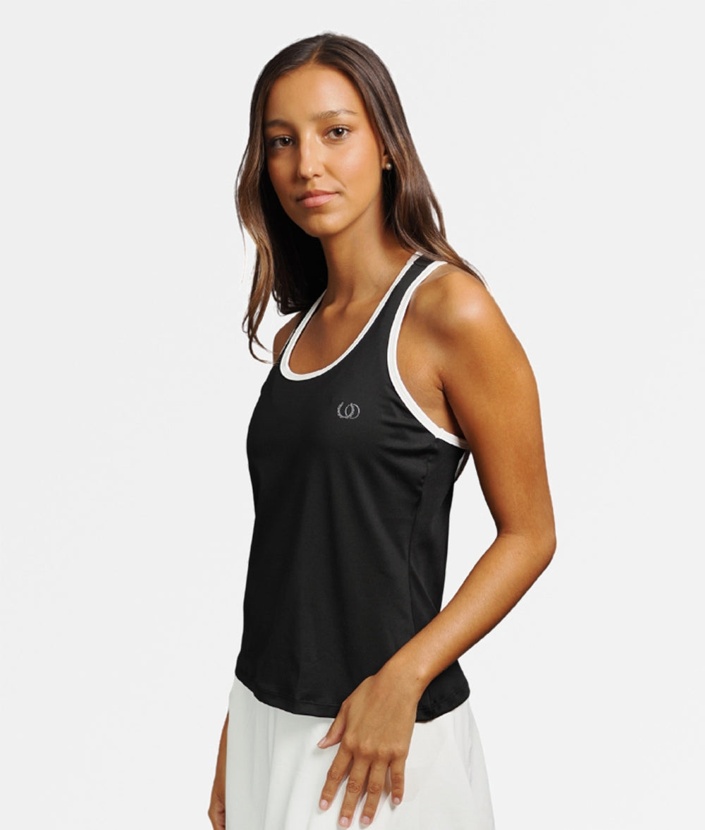 POLERA CAPRI NEGRA RIBETE BLANCO