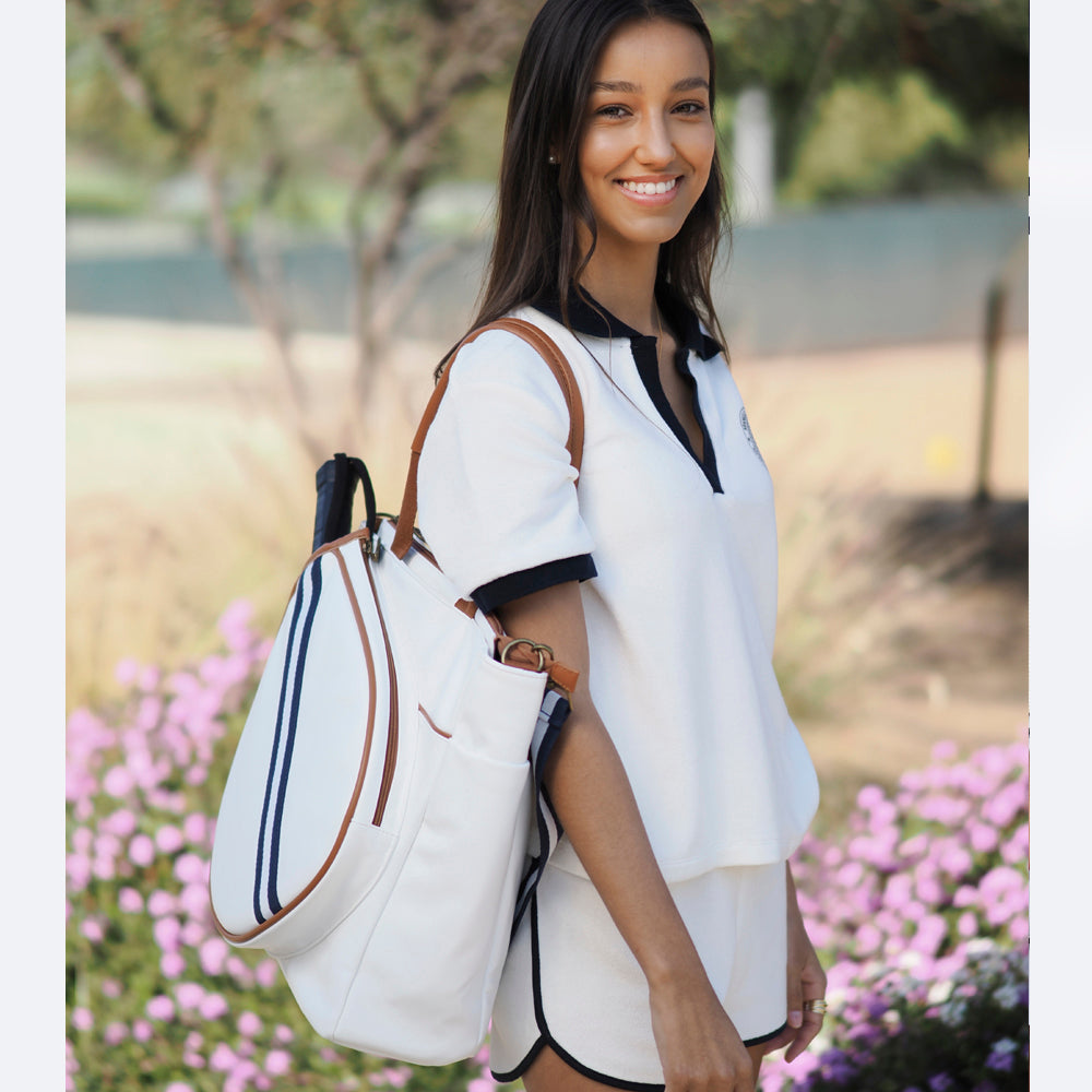 Bolso Pádel Mallorca Blanco Strap Azul