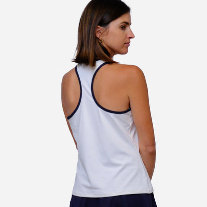 POLERA DEPORTIVA CAPRI BLANCA RIBETE AZUL