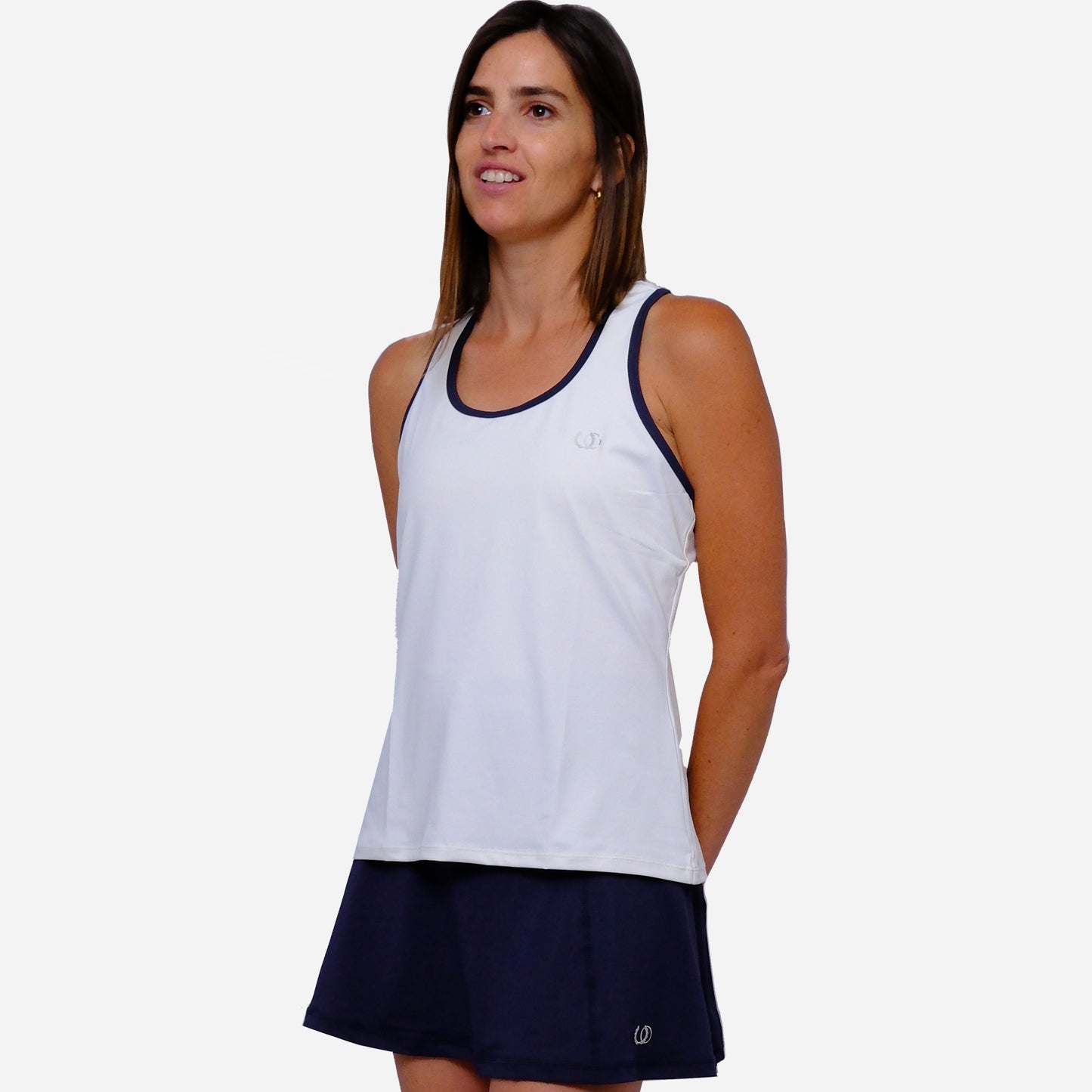 POLERA DEPORTIVA CAPRI BLANCA RIBETE AZUL