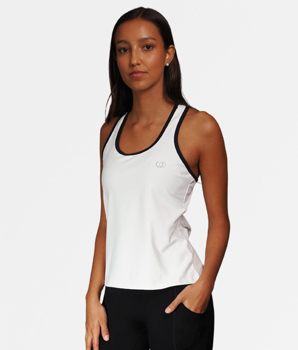 Polera Capri Blanca Ribete Negro