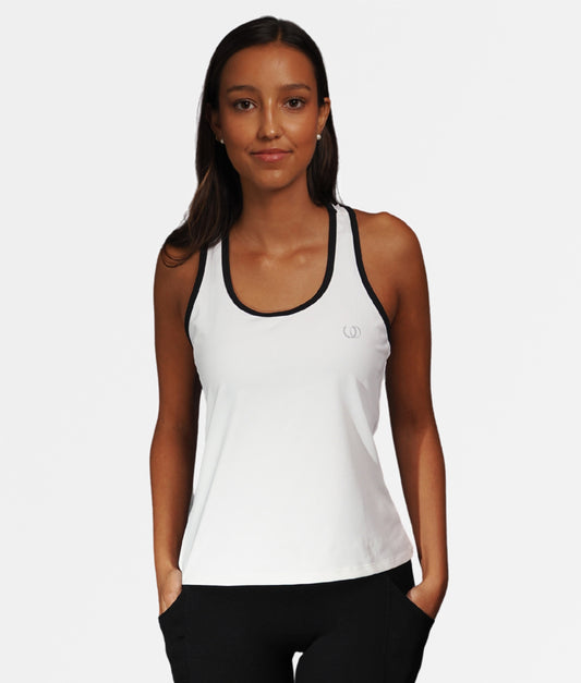 Polera Capri Blanca Ribete Negro