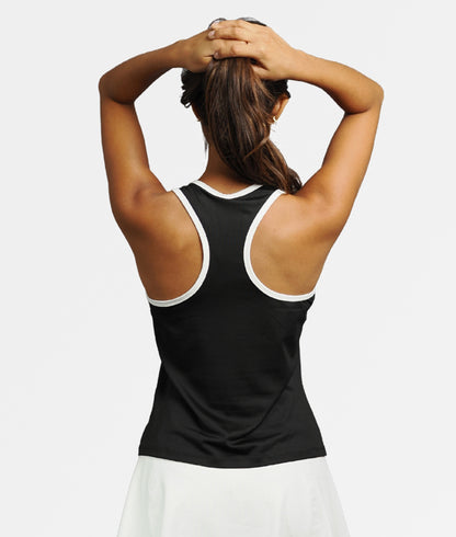 Polera Capri Negra Ribete Blanco