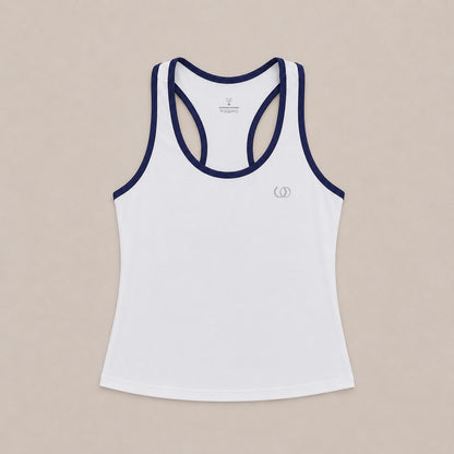 POLERA DEPORTIVA CAPRI BLANCA RIBETE AZUL