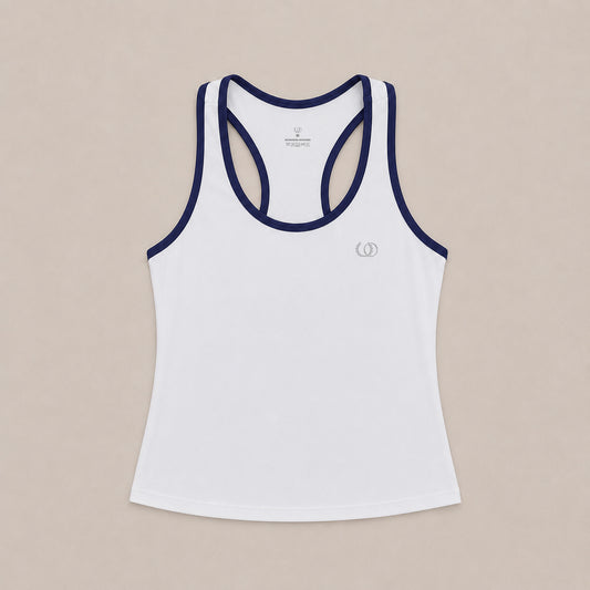 POLERA DEPORTIVA CAPRI BLANCA RIBETE AZUL