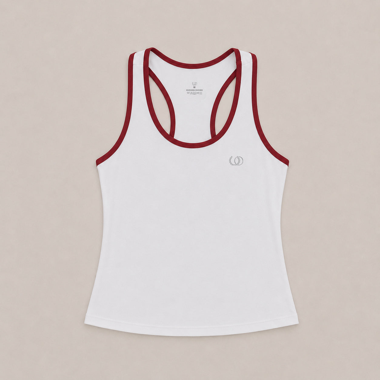 POLERA DEPORTIVA CAPRI BLANCA RIBETE BURDEO