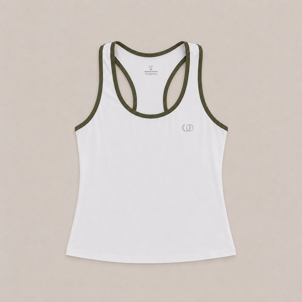 POLERA DEPORTIVA CAPRI BLANCA RIBETE VERDE OLIVA