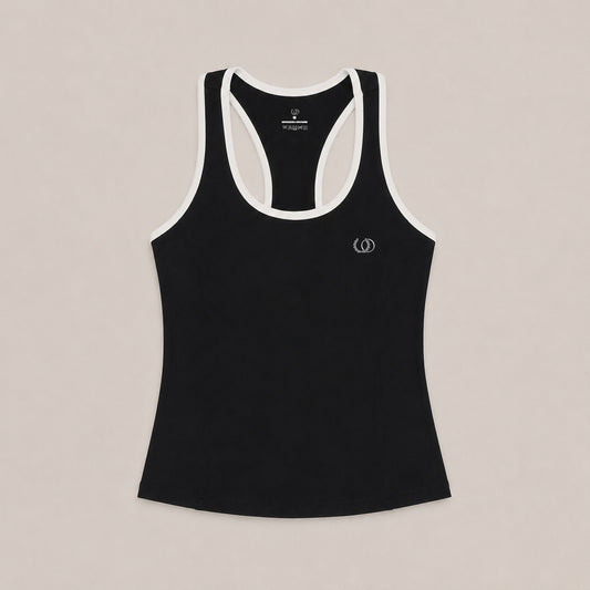 POLERA CAPRI NEGRA RIBETE BLANCO