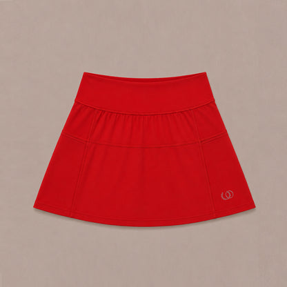 Falda Cerdeña roja tableada, vista principal