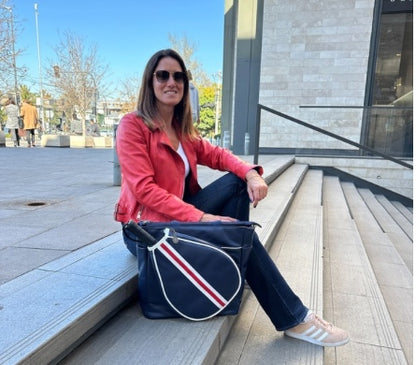 Bolso Pádel Mallorca Azul Strap Blanco y Rojo