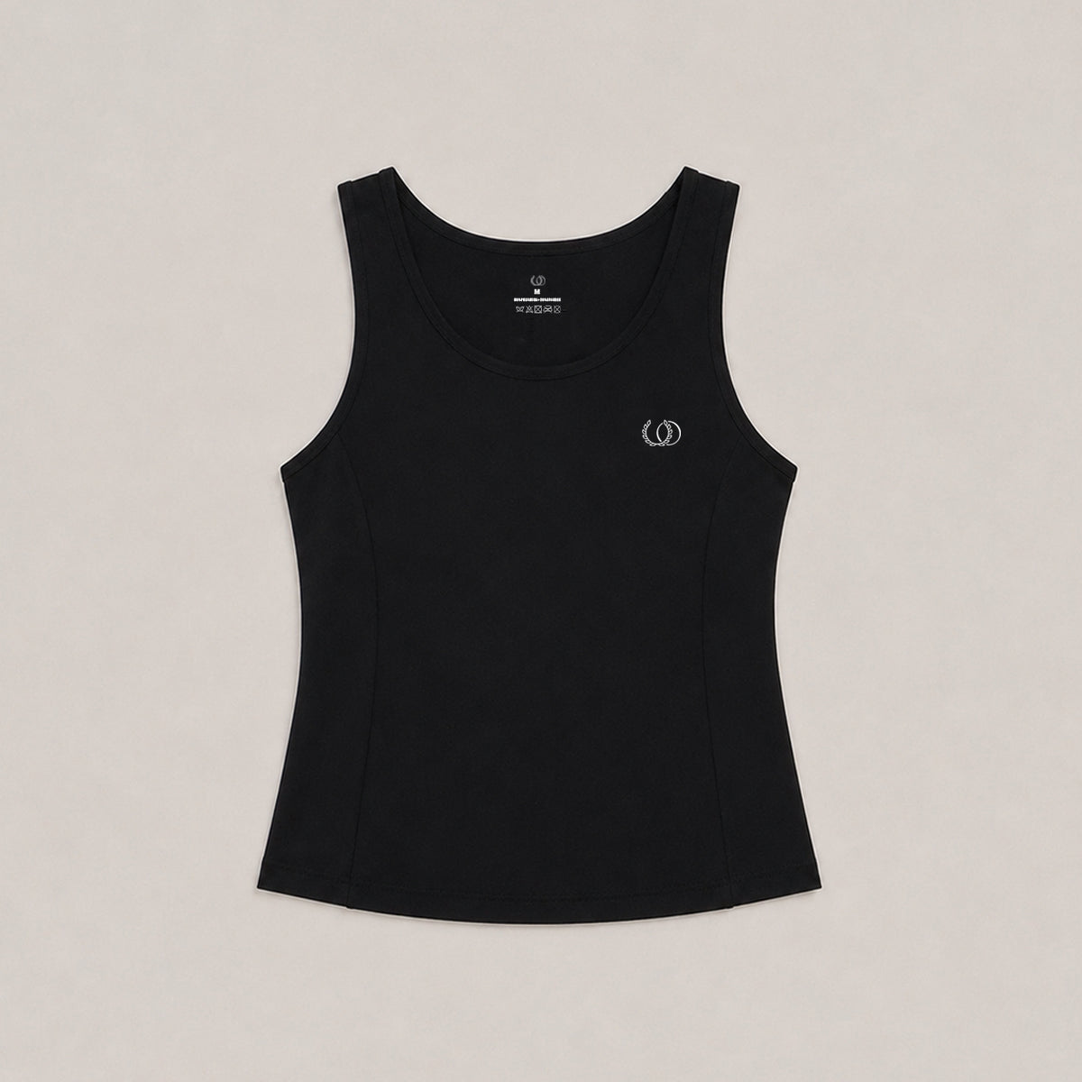 Polera Ibiza negra sin mangas para mujer, vista frontal del producto