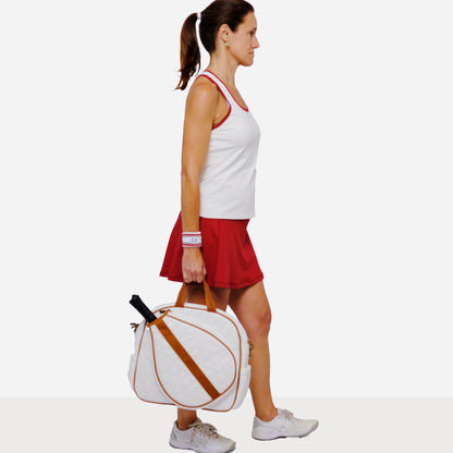 BOLSO DE PÁDEL MENORCA BLANCO STRAP CAFÉ