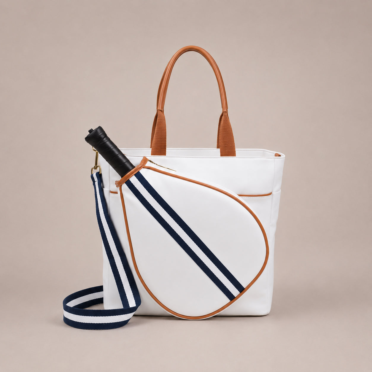 BOLSO DE PÁDEL MALLORCA BLANCO STRAP AZUL