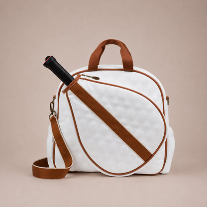 BOLSO DE PÁDEL MENORCA BLANCO STRAP CAFÉ