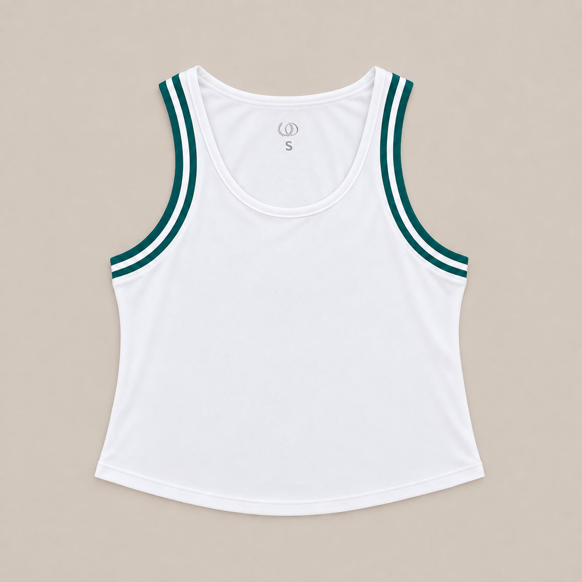 Polera Porto Fino blanca con ribete esmeralda para mujer - Ophira