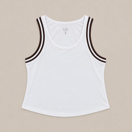 Polera Porto Fino blanca con ribete expresso para mujer - Ophira