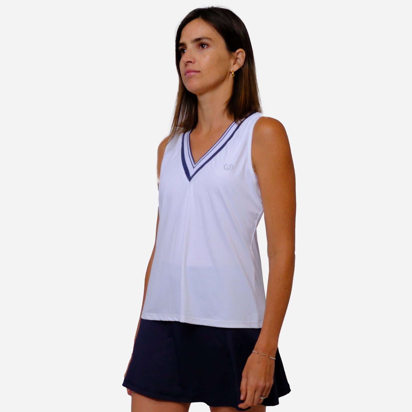 POLERA DEPORTIVA SANTORINI BLANCA/AZUL