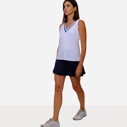 POLERA DEPORTIVA SANTORINI BLANCA/AZUL