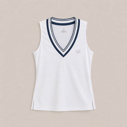 POLERA DEPORTIVA SANTORINI BLANCA/AZUL