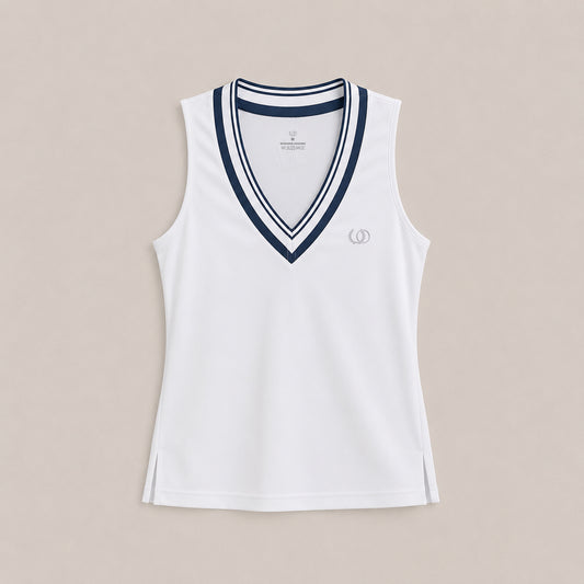 POLERA DEPORTIVA SANTORINI BLANCA/AZUL