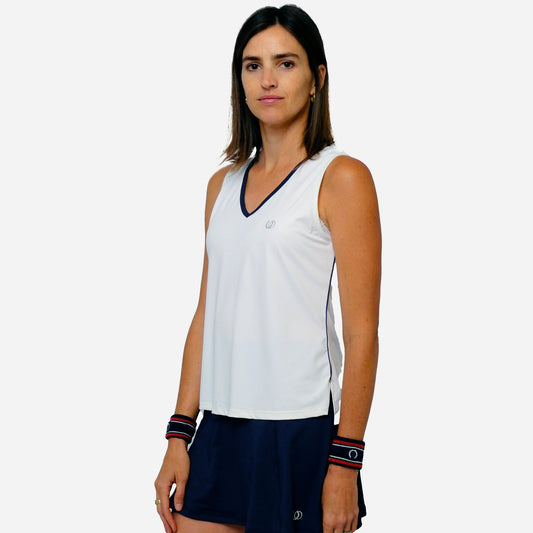 POLERA DEPORTIVA TENERIFE BLANCA/AZUL
