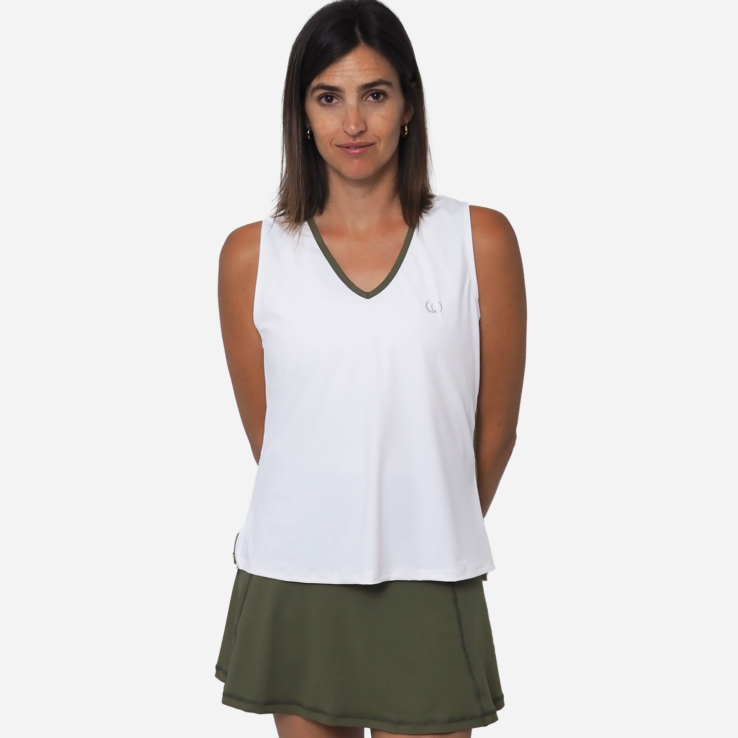 POLERA DEPORTIVA TENERIFE BLANCA/VERDE OLIVA