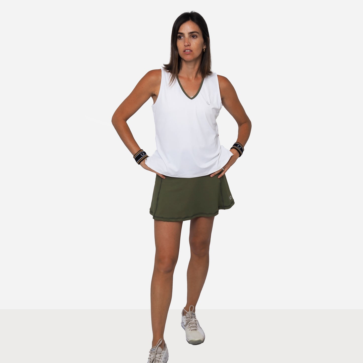 POLERA DEPORTIVA TENERIFE BLANCA/VERDE OLIVA