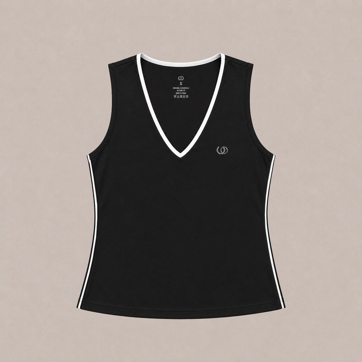 Polera Tenerife Negra/Blanca — Corte Clásico, Líneas Laterales