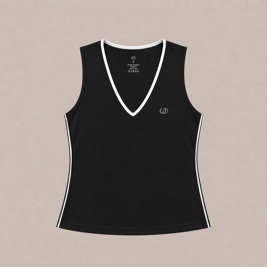 Polera Tenerife Negra/Blanca — Corte Clásico, Líneas Laterales