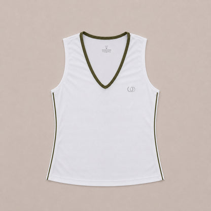 POLERA DEPORTIVA TENERIFE BLANCA/VERDE OLIVA