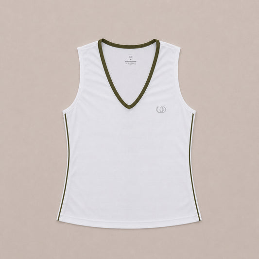 POLERA DEPORTIVA TENERIFE BLANCA/VERDE OLIVA