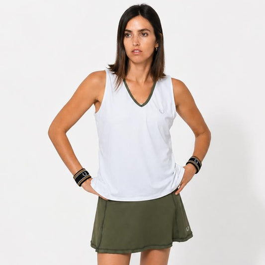 POLERA DEPORTIVA TENERIFE BLANCA/VERDE OLIVA