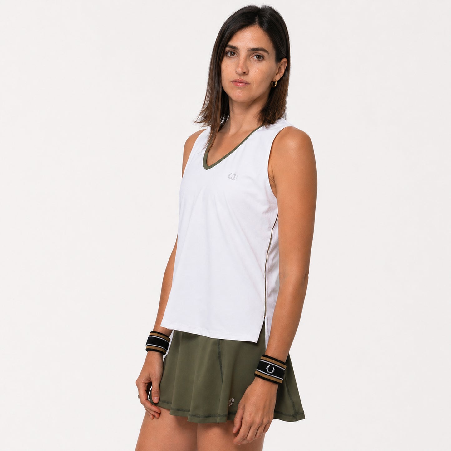 POLERA DEPORTIVA TENERIFE BLANCA/VERDE OLIVA