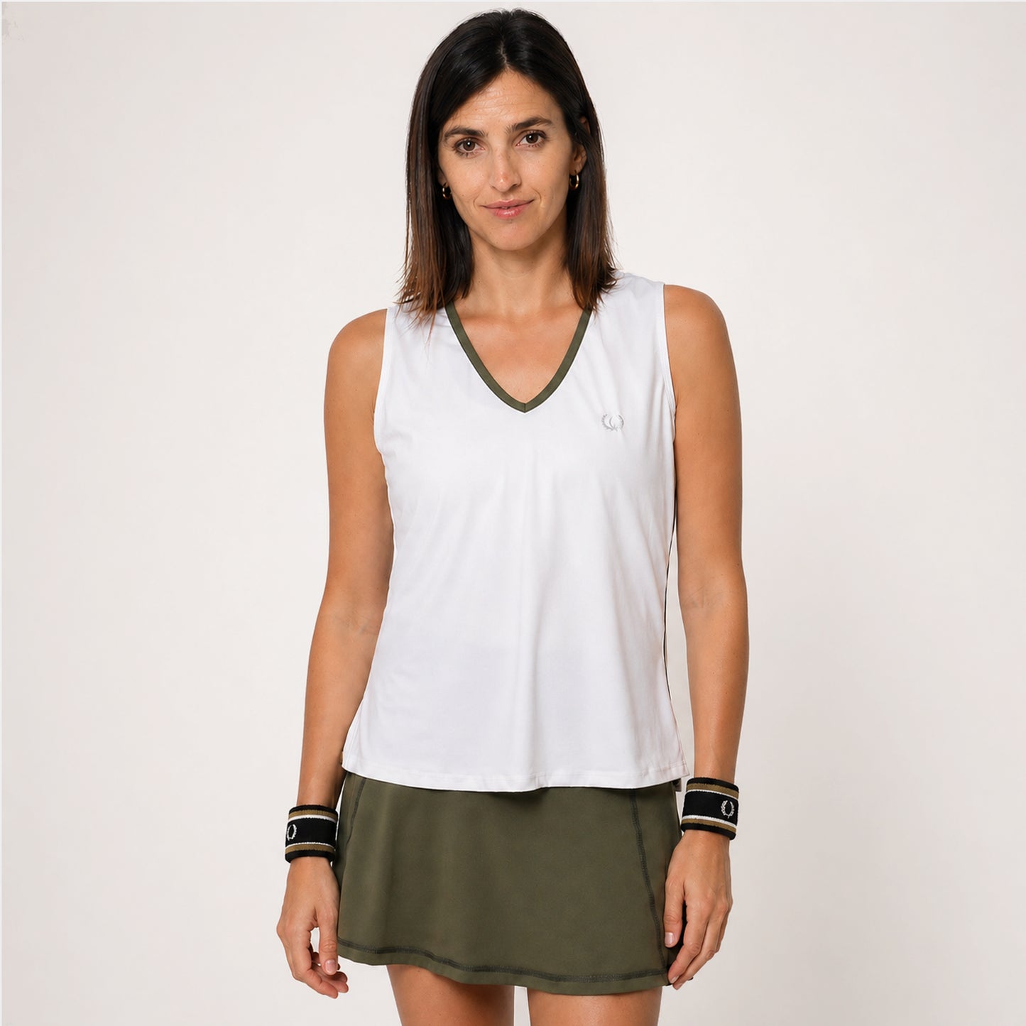 POLERA DEPORTIVA TENERIFE BLANCA/VERDE OLIVA